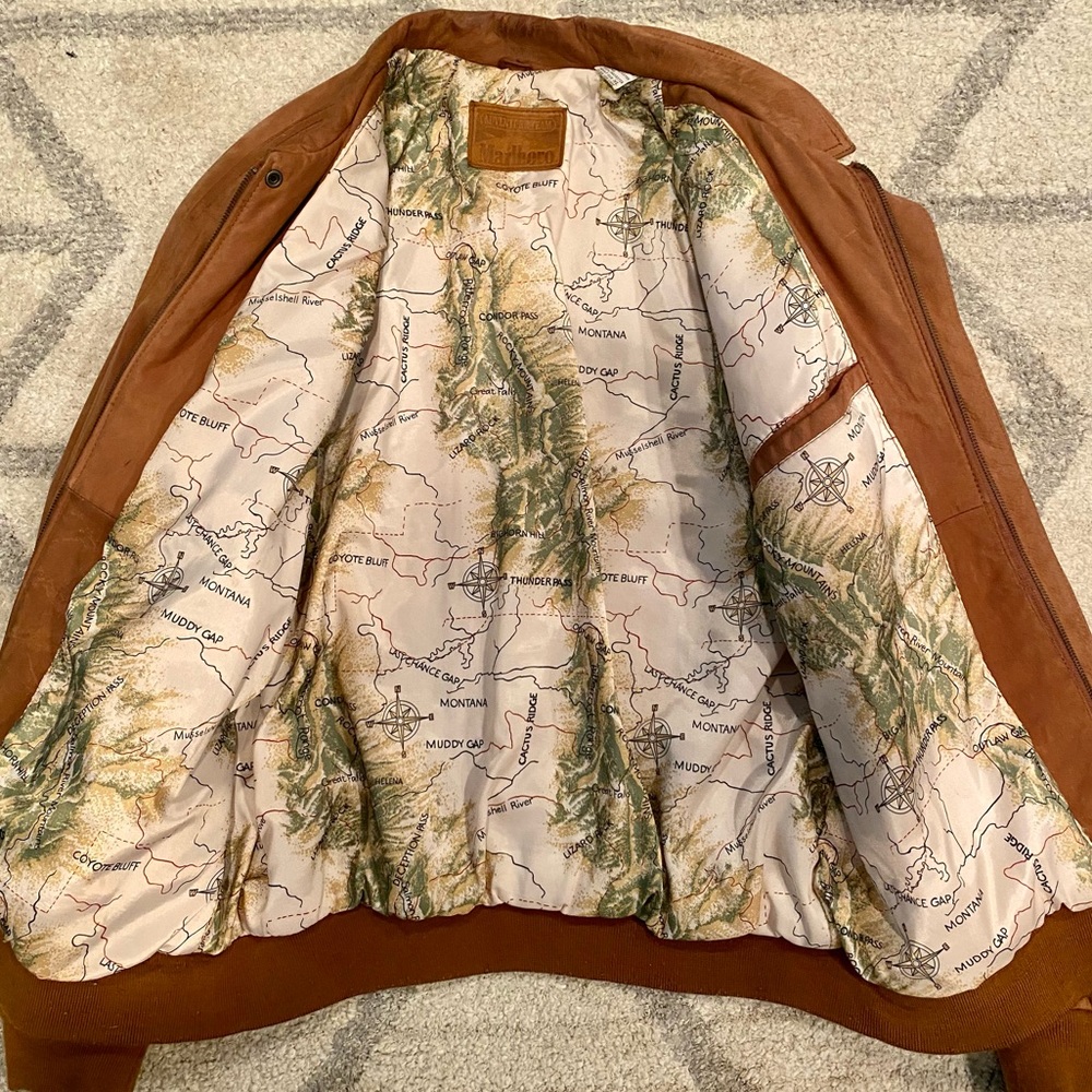 Vintage Leather Marlboro Map Jacket